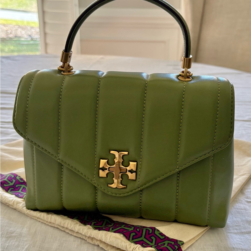 Tory Burch Kira Small Top-Handle Satchel Daphne/Rolled Gold Bag $250